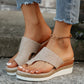 Gelbe Plateau-Slipper mit Kreuzriemen und Jute-Details - Mia