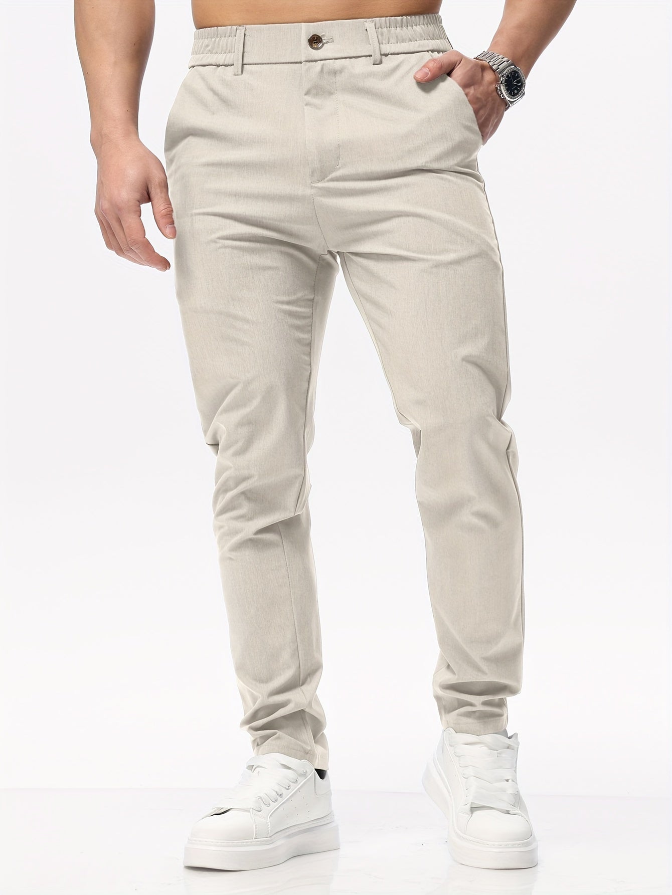 Beigefarbene Herren Slim Fit Freizeithose - Jonas