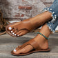 Braune Leder Flip-Flops - Laura