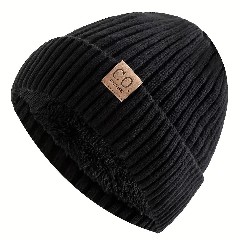 Schwarze Strickmütze - Flauschig warme Winter-Beanie mit weichem Innenfutter