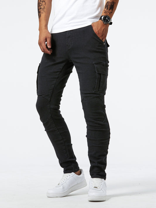 Schwarze Cargo-Jeans Slim-Fit - Finn