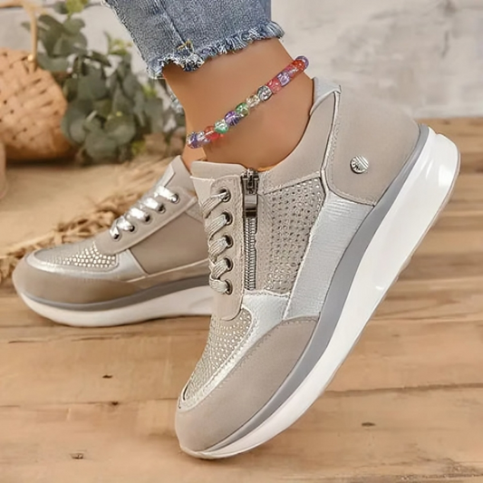 Graue Strass-Sneakers - Alina