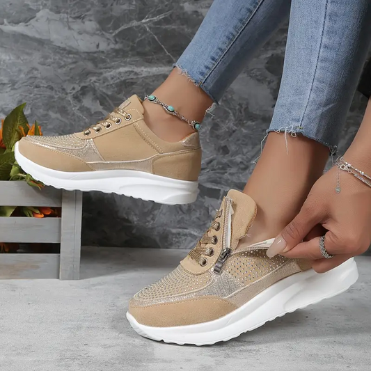 Beige Metallic Sneakers - Amelie