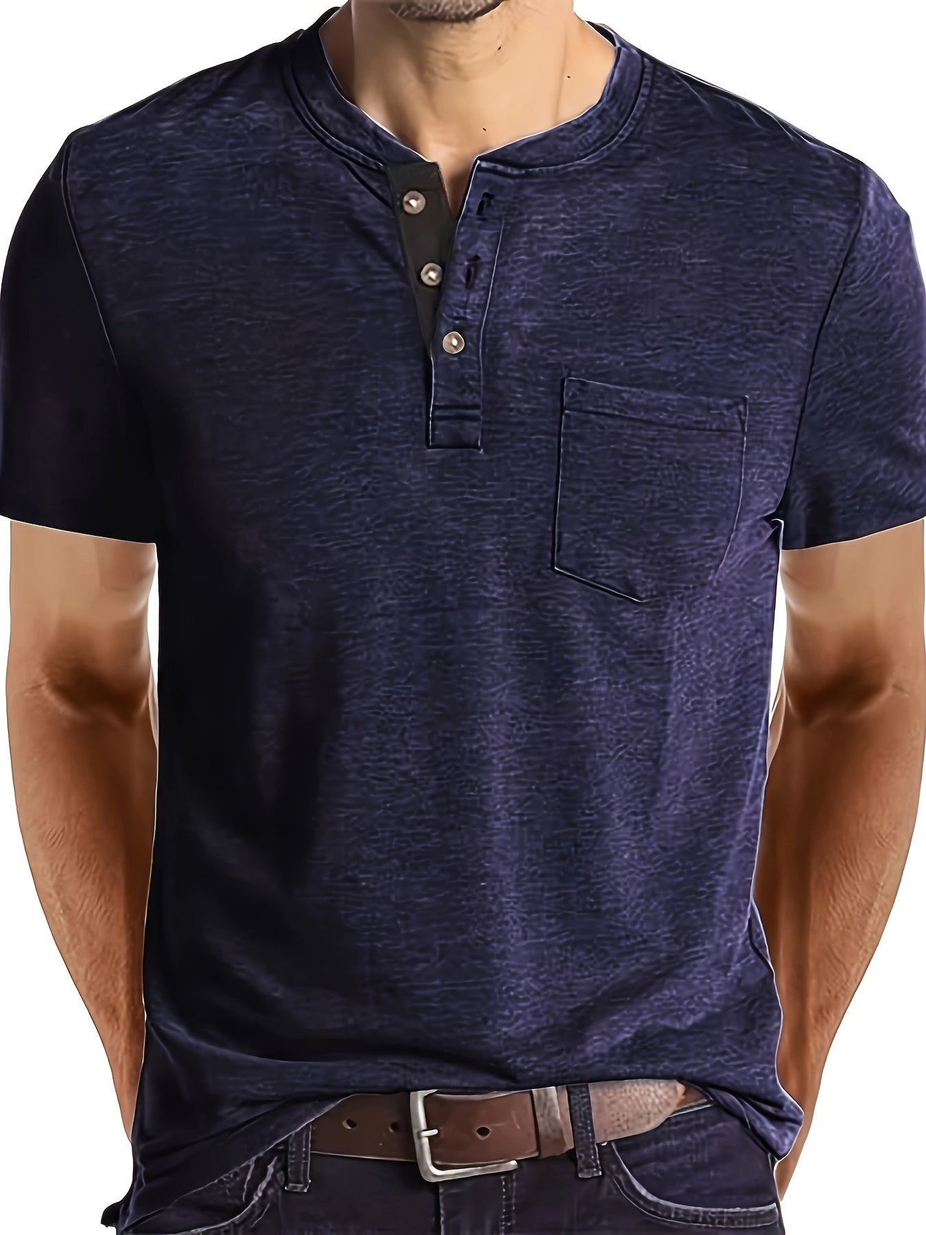 Blaues Henley T-Shirt - Chris