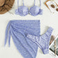 Amelia - Dreiteiliges Strandbikini-Set mit Blumenmuster