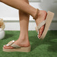 Beige Daisy Platform Sandals - Lena