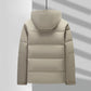 Beige Daunenjacke - Warme Outdoor-Winterjacke mit Kapuze