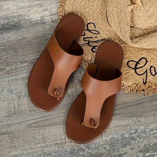 Braune Leder Flip-Flops - Laura