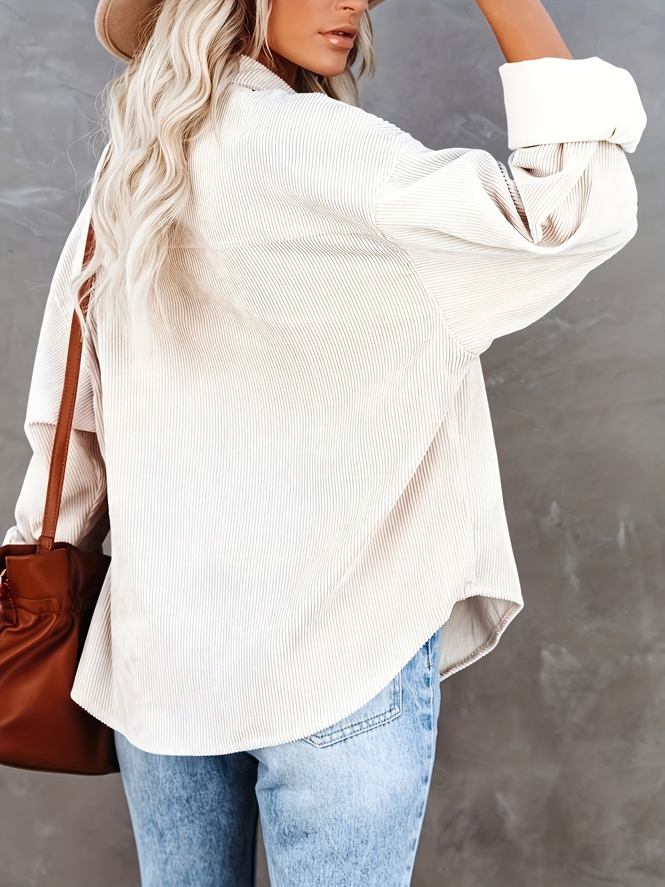 Beige Cordbluse Langarm - Lea