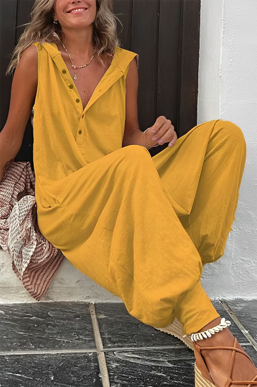 Lässiger Jumpsuit mit Knopfleiste