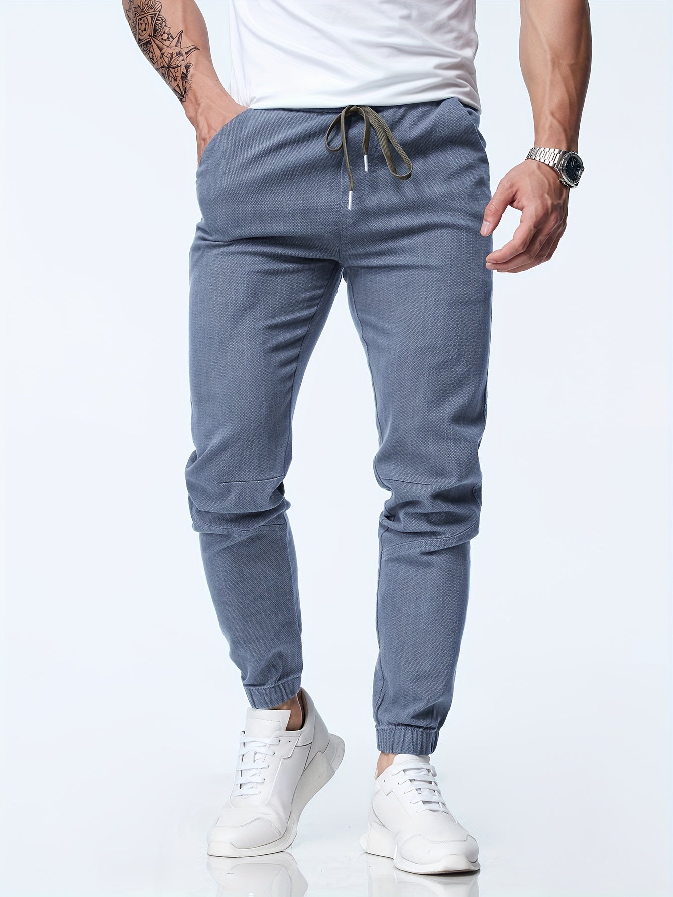 Graue Jogger-Jeans mit Kordelzug - Elias