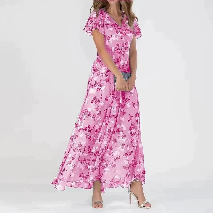 Romantisches Blumenmaxikleid mit Rüschen