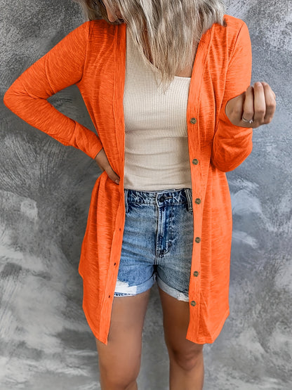 Orangene Leichte Strickjacke mit Knöpfen - Clara