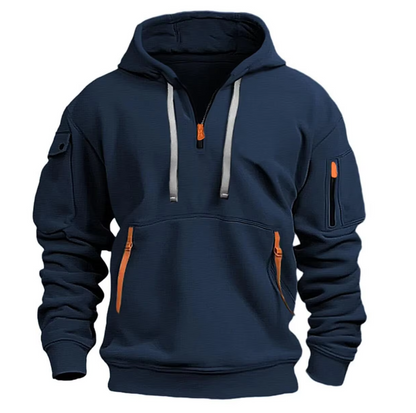 Dunkelblaue Hoodie-Jacke - Leo