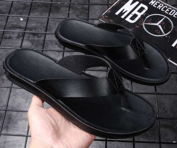 Schwarze Flip-Flops mit Schnalle - Leo