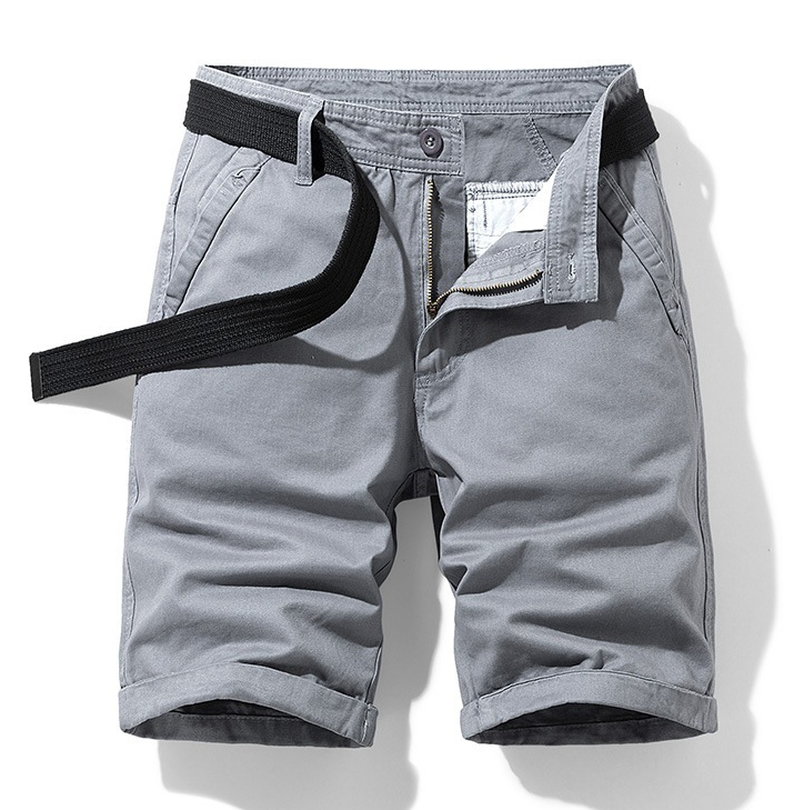 Leichte Shorts in Grau mit Gürtel und Blumendetails - Marcel