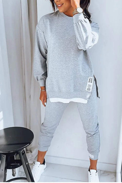 Graues Trendiges Sweatshirt- und Hosenset - Livia