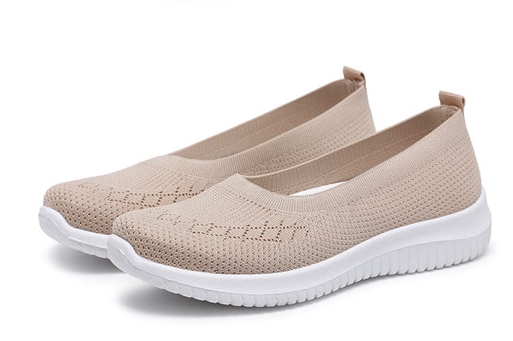 Cara - Sandfarbene Atmungsaktive Mesh-Slipper