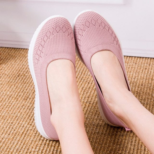 Cara - Sandfarbene Atmungsaktive Mesh-Slipper