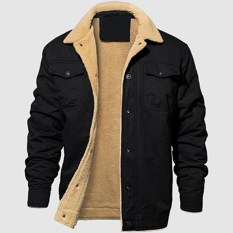 Schwarze Gefütterte Winterjacke Herren - Leon