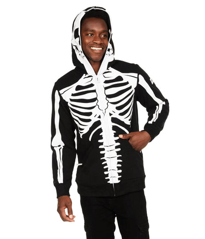 Schwarzer Skelett-Hoodie mit Reißverschluss – Halloween Hoodie Felix