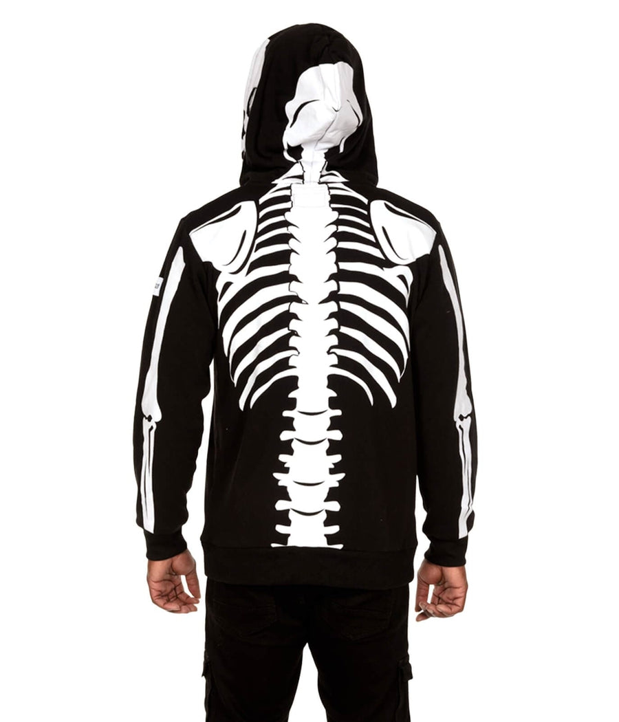 Schwarzer Skelett-Hoodie mit Reißverschluss – Halloween Hoodie Felix