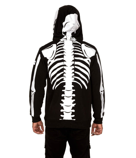 Schwarzer Skelett-Hoodie mit Reißverschluss – Halloween Hoodie Felix