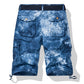 Blau gemusterte Cargo-Shorts mit Gürtel - Leo