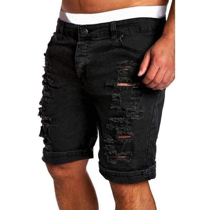 Zerrissene Jeans-Shorts in Schwarz mit umgeschlagenen Säumen - Max