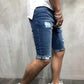 Zerrissene Jeans-Shorts in Blau mit umgeschlagenen Säumen - Luca