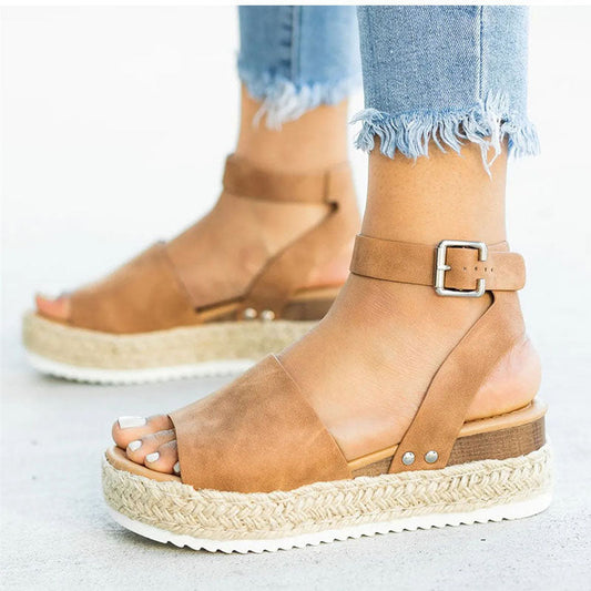 Lina - Caramel Espadrille-Sandalen