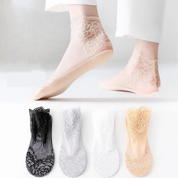 Yasmin Mode Rose Spitze Socken