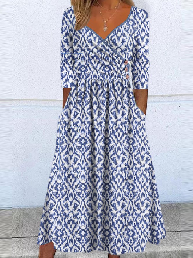 Liora Vintage Print Midi-Kleid