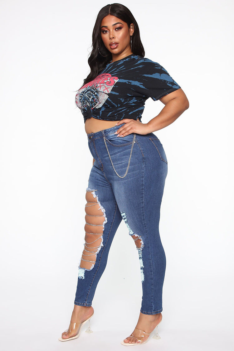 Mara's Urban Edge Chain-Lace Denim Jeans