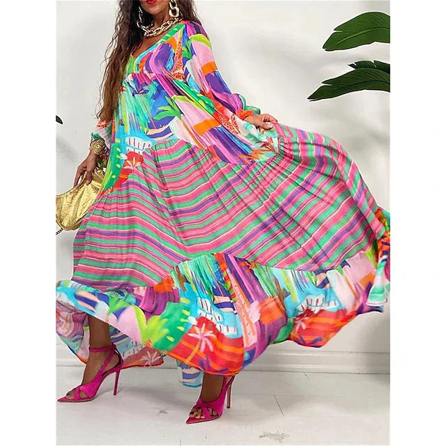 Reyna's Kaleidoskop Eleganz Langarmkleid