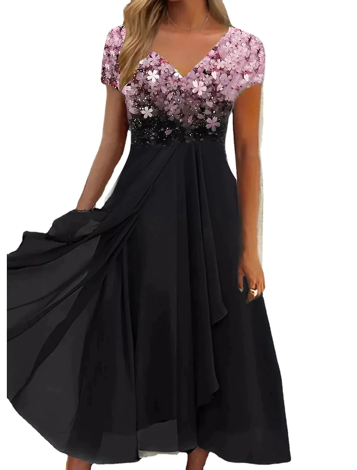 Cade Florale Eleganz Midi Spitzenkleid